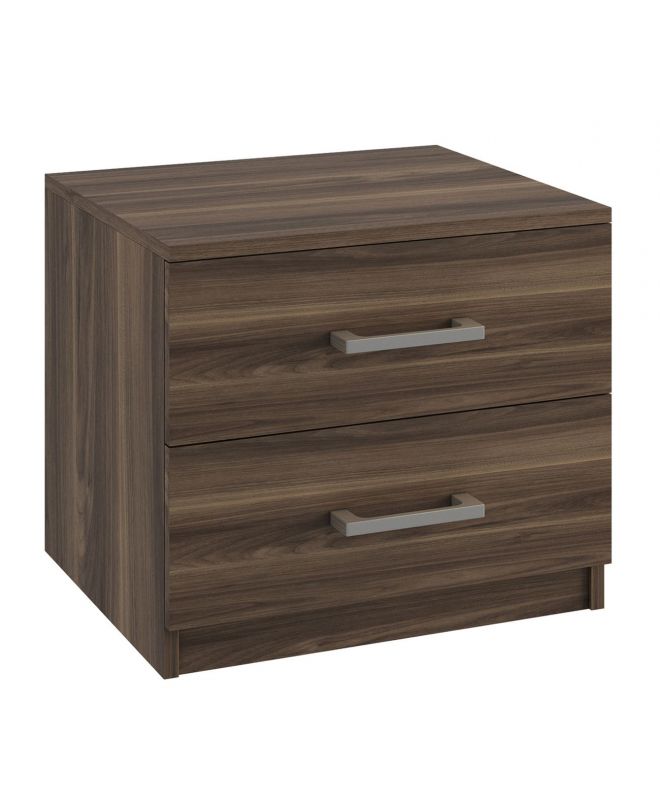 LIFE-W Κομοδίνο με 2 Συρτάρια, Απόχρωση Καρυδί  48x40x41cm