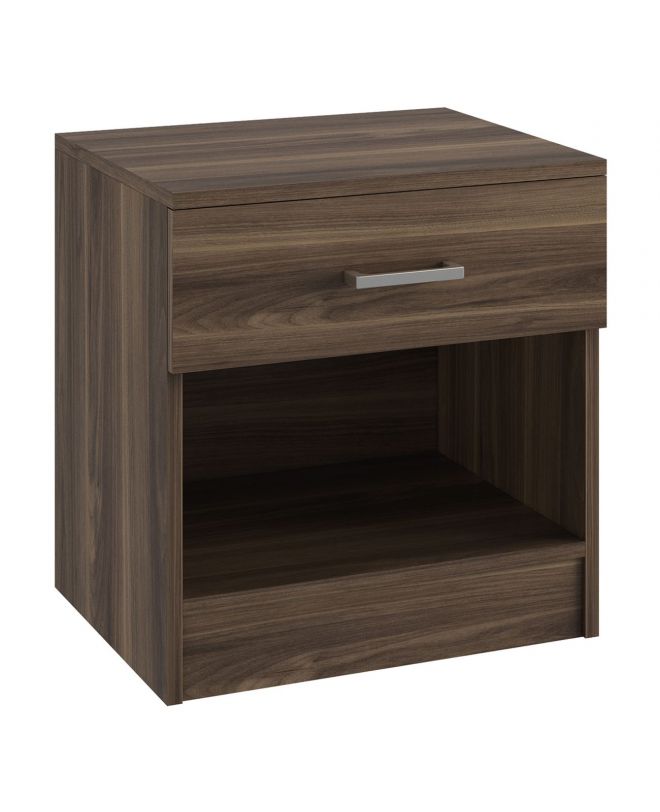 LIFE-W Κομοδίνο με 1 Συρτάρι, Απόχρωση Καρυδί  45x35x47cm
