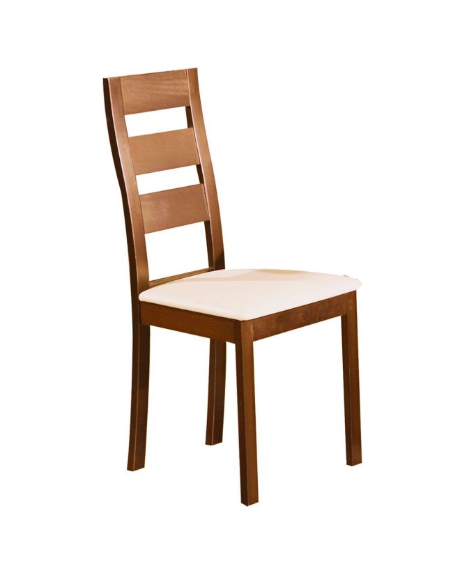 MILLER Καρέκλα Οξιά Honey Oak, PVC Εκρού  45x52x97cm