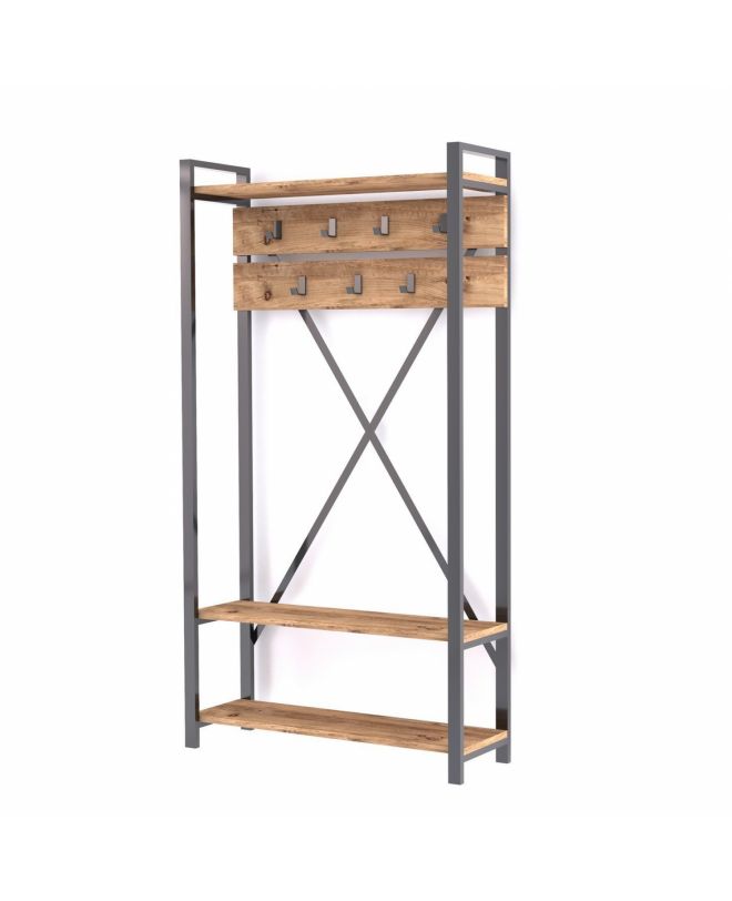 ΕΠΙΠΛΟ ΕΙΣΟΔΟΥ HM8943.01 NATURAL WOOD & ΜΑΥΡΟ  90x34x180 εκ.