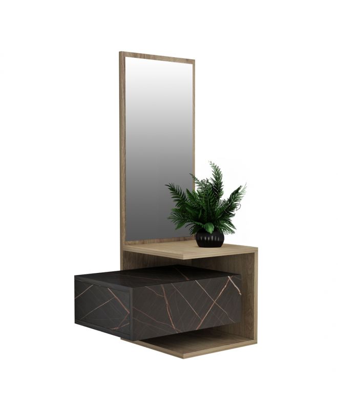 ΕΠΙΠΛΟ ΕΙΣΟΔΟΥ ΜΕ ΚΑΘΡΕΠΤΗ MEARA HM8984.13 ΜΕΛΑΜΙΝΗ BLACK MARBLE-ΦΥΣΙΚΟ 49,1x31,3x90Υεκ