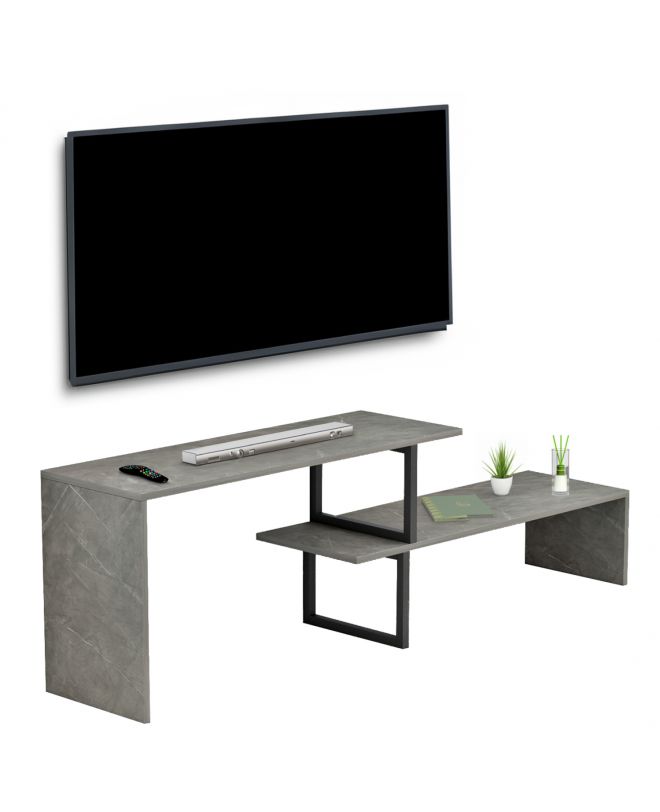 ΕΠΙΠΛΟ ΤΗΛΕΟΡΑΣΗΣ ΕΠΕΚΤ. BRIGGITE HM8892.11 ΜΕΛΑΜΙΝΗ GREY STONE TEXTURE 160x30x45Υεκ.