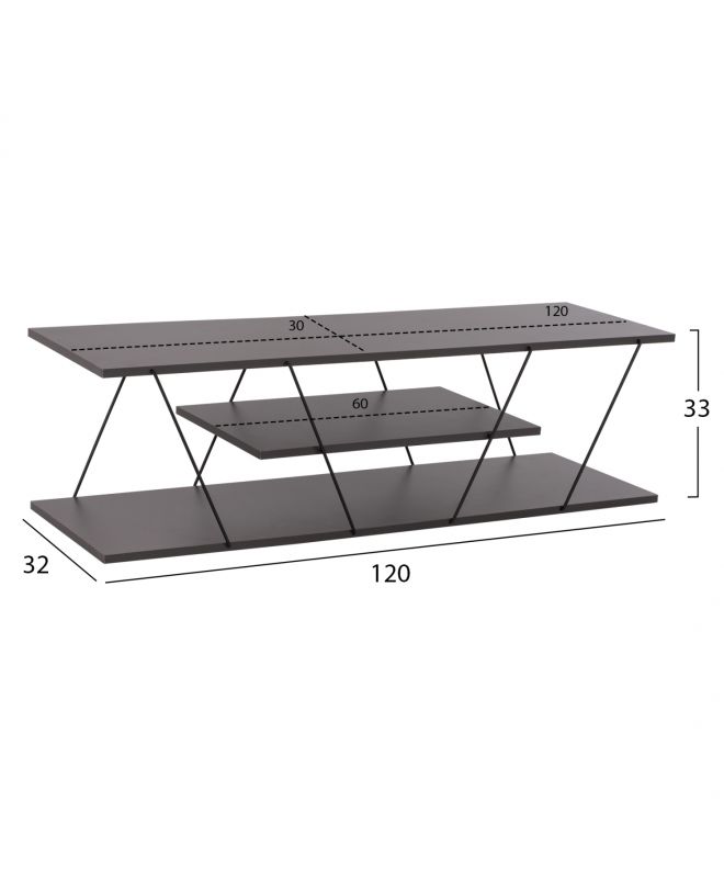 ΕΠΙΠΛΟ ΤΗΛΕΟΡΑΣΗΣ TARS HM8922.20 ΜΕΛΑΜΙΝΗ ΓΚΡΙ 120x32x33Yεκ.