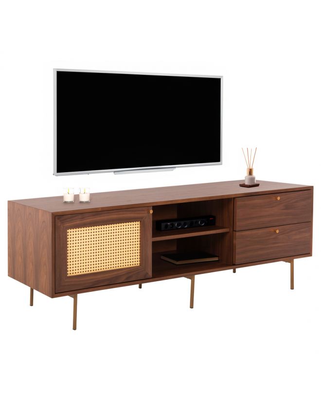 ΕΠΙΠΛΟ ΤΗΛΕΟΡΑΣΗΣ MEEN HM9736 MDF ΜΕ ΚΑΠΛΑΜΑ ΚΑΡΥΔΙΑΣ-ΧΡΥΣΑ ΠΟΔΙΑ 160x40x52Υεκ.