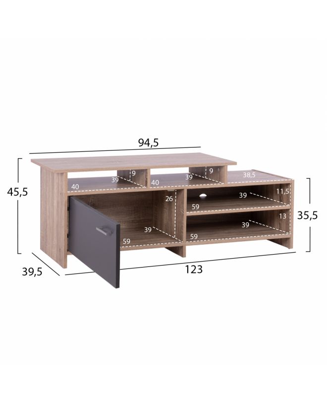 ΕΠΙΠΛΟ TV SCOTT HM8766.02 128X39X46Y εκ. SONAMA ΓΚΡΙ