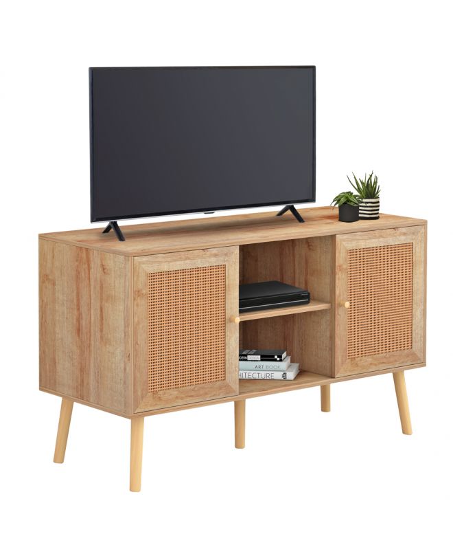 ΕΠΙΠΛΟ TV ΜΕΛΑΜΙΝΗΣ COLM ΜΕ ΠΟΡΤΕΣ RATTAN HM9223.11 ΣΕ ΧΡΩΜΑ ΦΥΣΙΚΟ 120x39x56,5Υεκ.