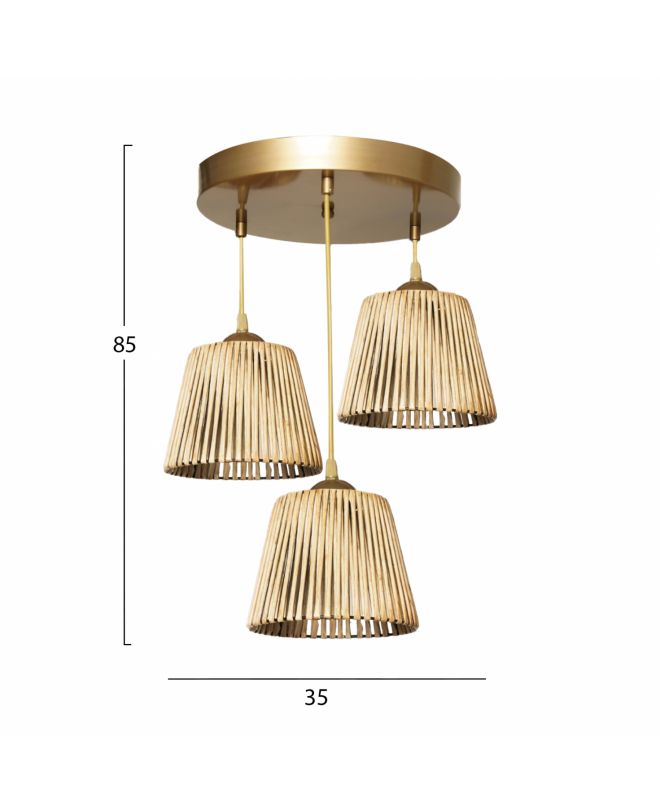 ΦΩΤΙΣΤΙΚΟ ΟΡΟΦΗΣ 3ΦΩΤΟ BAMBOO ΧΡΥΣΟ HM7512.01 35x85 εκ.