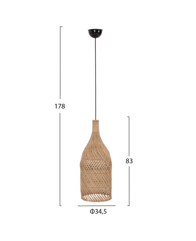 ΦΩΤΙΣΤΙΚΟ ΟΡΟΦΗΣ HM7883 ΚΡΕΜΑΣΤΟ ΑΠΟ RATTAN ΣΕ ΦΥΣΙΚΟ ΧΡΩΜΑ Φ34,5x83Υεκ.