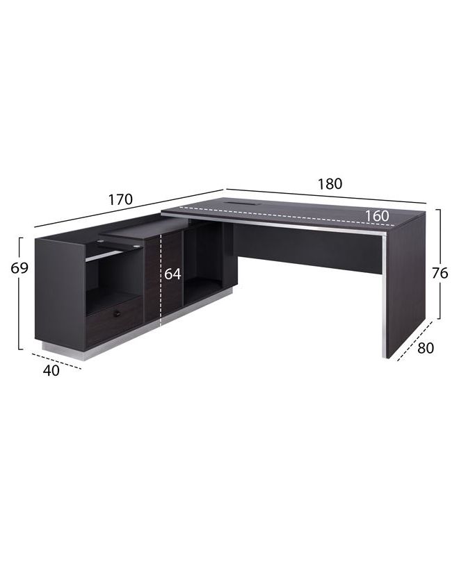 ΓΡΑΦΕΙΟ ΕΠΑΓΓΕΛΜΑΤΙΚΟ ΑΡΙΣΤΕΡΗ ΓΩΝΙΑ ROSEWOOD HM2086L 180X170X76Υ εκ.