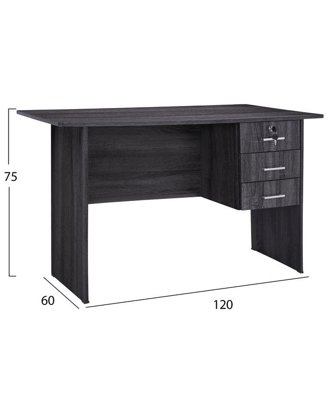 ΓΡΑΦΕΙΟ ΜΕΛΑΜΙΝΗΣ 120x60x75Υεκ.ΜΕ 3 ΣΥΡΤΑΡΙΑ ΣΕ ΑΝΘΡΑΚΙ ΧΡΩΜΑ HM2268.01