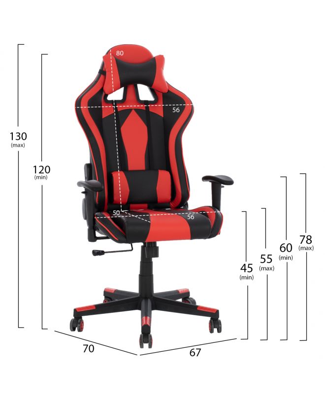 ΚΑΡΕΚΛΑ ΓΡΑΦΕΙΟΥ GAMING DOCKS HM1162.01 ΜΑΥΡΟ ΚΟΚΚΙΝΟ PU 67x70x130 εκ.