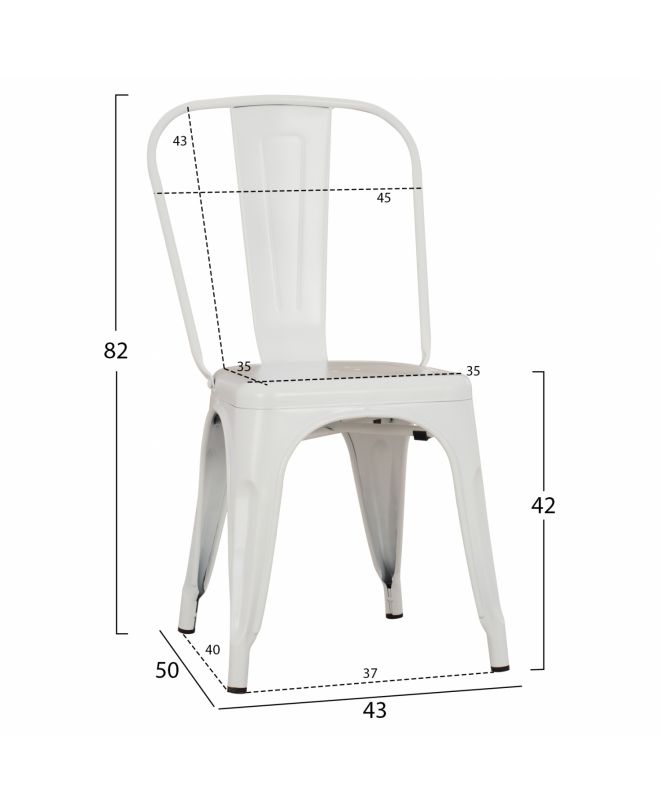 ΚΑΡΕΚΛΑ ΜΕΤΑΛΛΙΚΗ MELITA ΣΕ ΛΕΥΚΟ MAT  43x50x82 εκ. HM8641.22