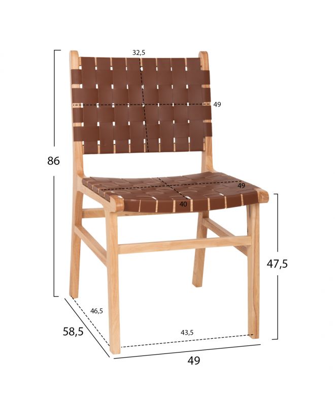 ΚΑΡΕΚΛΑ FELIPE ΤΟΟΝ ΞΥΛΟ ΜΕ PU ΚΑΦΕ 49x59x86Yεκ.HM9327.01