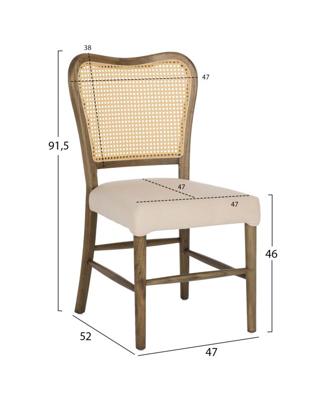 ΚΑΡΕΚΛΑ ΤΟΟΝ ΞΥΛΟ RATTAN ΥΦΑΣΜΑ HM9406.04 47x52x91,5Υεκ.