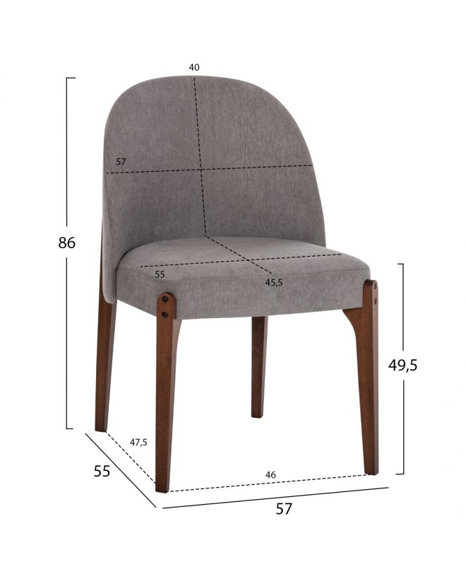 ΚΑΡΕΚΛΑ ΤΡΑΠΕΖΑΡΙΑΣ RAMMER HM9744.01 RUBBERWOOD ΣΕ ΚΑΡΥΔΙ-ΓΚΡΙ ΥΦΑΣΜΑ 57x55x86Υεκ.
