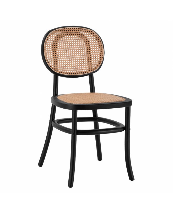 ΚΑΡΕΚΛΑ ΞΥΛΙΝΗ ΜΕ ΠΛΕΞΗ RATTAN ΣΕ ΜΑΥΡΗ ΑΠΟΧΡΩΣΗ HM8747 44x51x87 εκ.