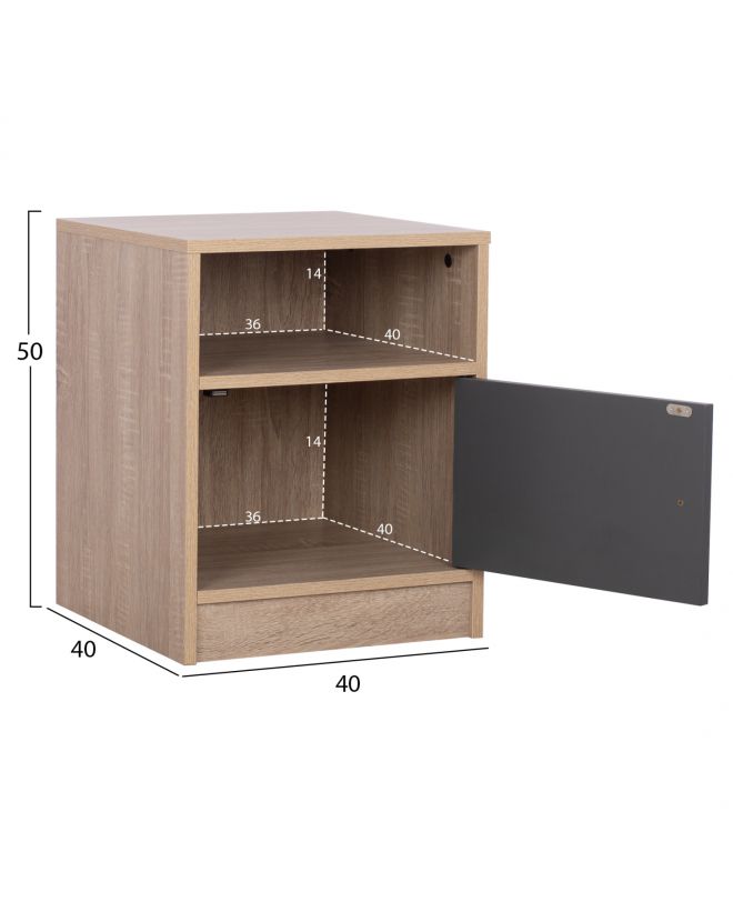 ΚΟΜΟΔΙΝΟ ΜΕΛΑΜΙΝΗΣ MALORY HM2205.04 SONAMA-ΓΚΡΙ 40x40x50