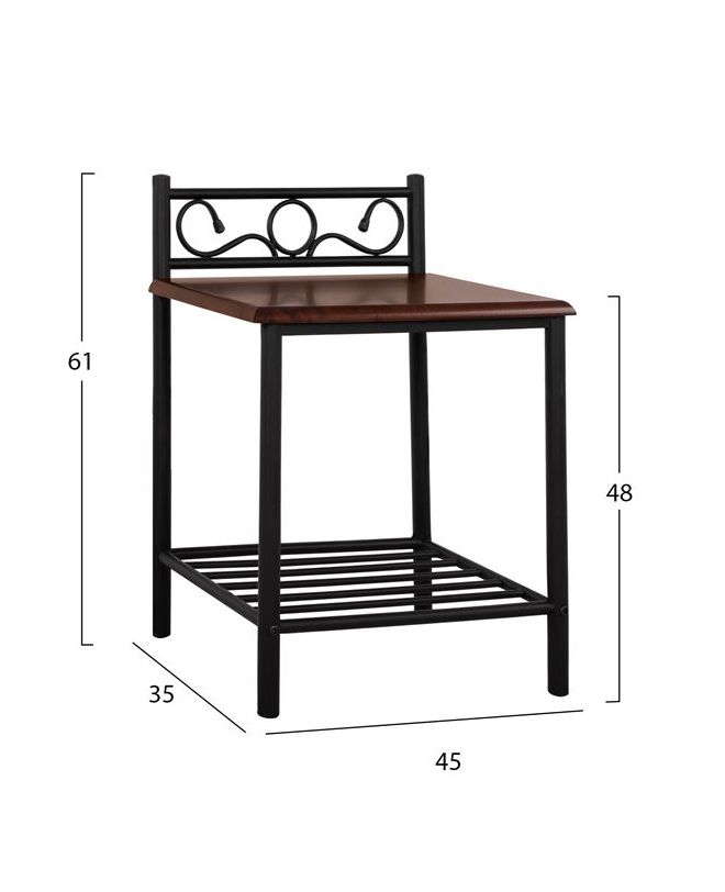 ΚΟΜΟΔΙΝΟ SUZIE HM388 ΑΠΟ ΜΕΤΑΛΛΟ ΚΑΙ ΞΥΛΟ 45x35x48-61 εκ.