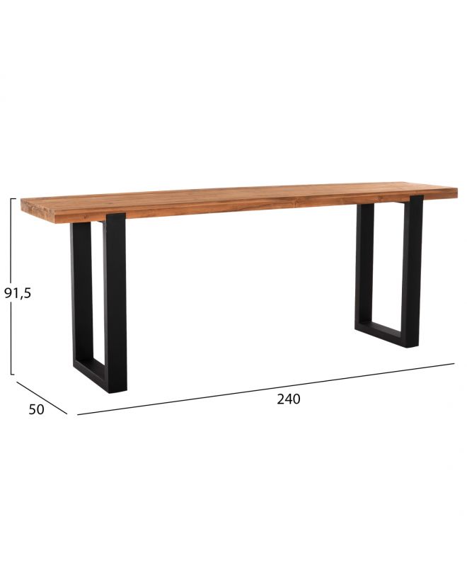 ΚΟΝΣΟΛΑ SHIRE HM9800 ΑΝΑΚΥΚΛΩΜΕΝΟ ΞΥΛΟ TEAK-ΜΑΥΡΕΣ ΜΕΤΑΛΛΙΚΕΣ ΒΑΣΕΙΣ 240x50x90Yεκ