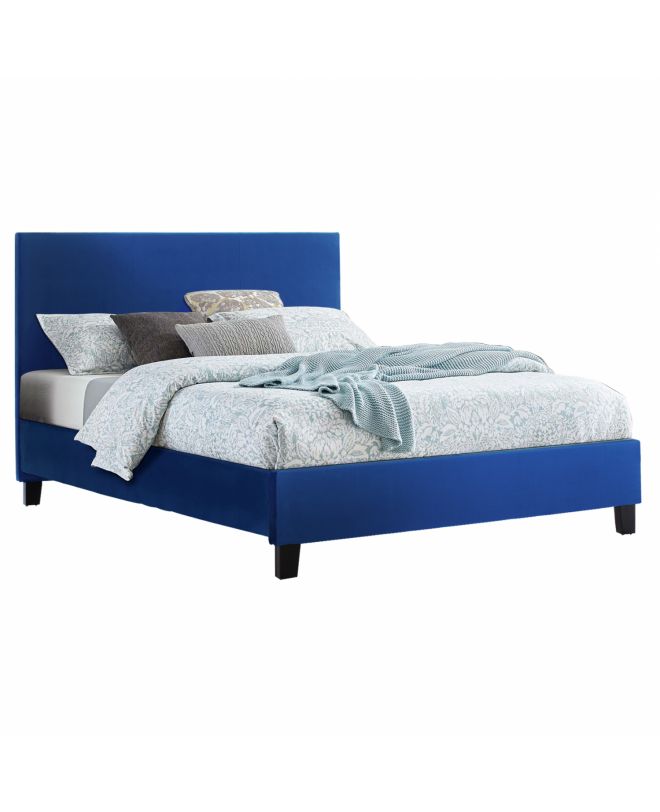 ΚΡΕΒΑΤΙ BECCA ΑΠΟ ΒΕΛΟΥΔΟ ΜΠΛΕ HM553.18 ΓΙΑ ΣΤΡΩΜΑ 150x200 εκ.