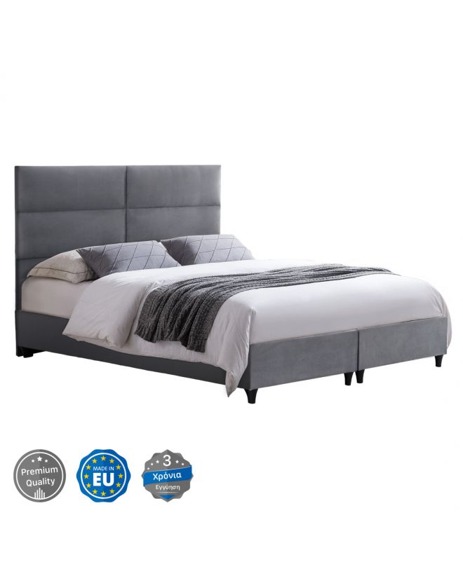 ΚΡΕΒΑΤΙ MILO ΑΠΟ ΓΚΡΙ ΒΕΛΟΥΔΟ HM616.10 ΓΙΑ ΣΤΡΩΜΑ 160x200 EK.