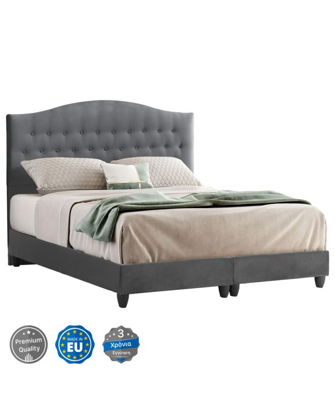 ΚΡΕΒΑΤΙ MALENA ΑΠΟ ΓΚΡΙ ΒΕΛΟΥΔΟ HM638.10 ΓΙΑ ΣΤΡΩΜΑ 150x200 εκ.