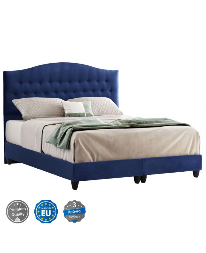 ΚΡΕΒΑΤΙ MALENA ΑΠΟ ΜΠΛΕ ΒΕΛΟΥΔΟ HM638.05 ΓΙΑ ΣΤΡΩΜΑ 150x200 εκ.