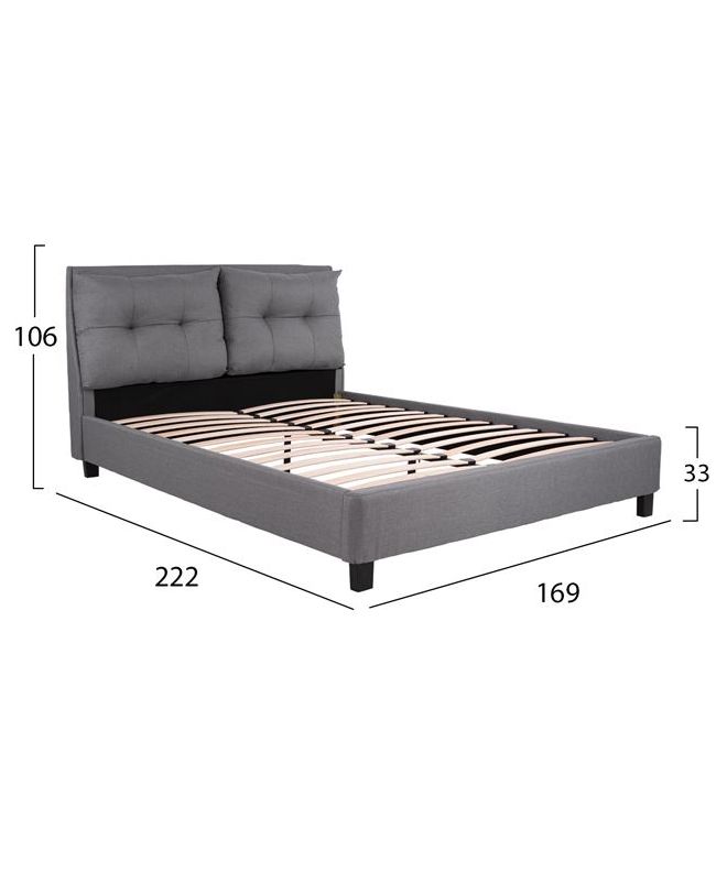 ΚΡΕΒΑΤΙ BILLIE 160x200 εκ. ΜΕ ΥΦΑΣΜΑ ΓΚΡΙ HM551.05