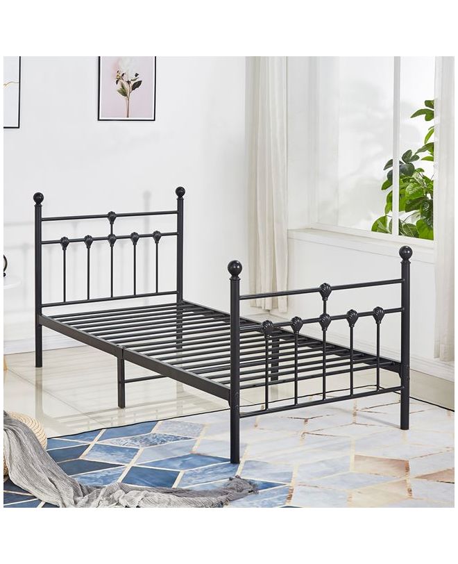ΚΡΕΒΑΤΙ ΜΕΤΑΛΛΙΚΟ 90x190 εκ. ΜΑΥΡΟ ΧΡΩΜΑ HM574.01