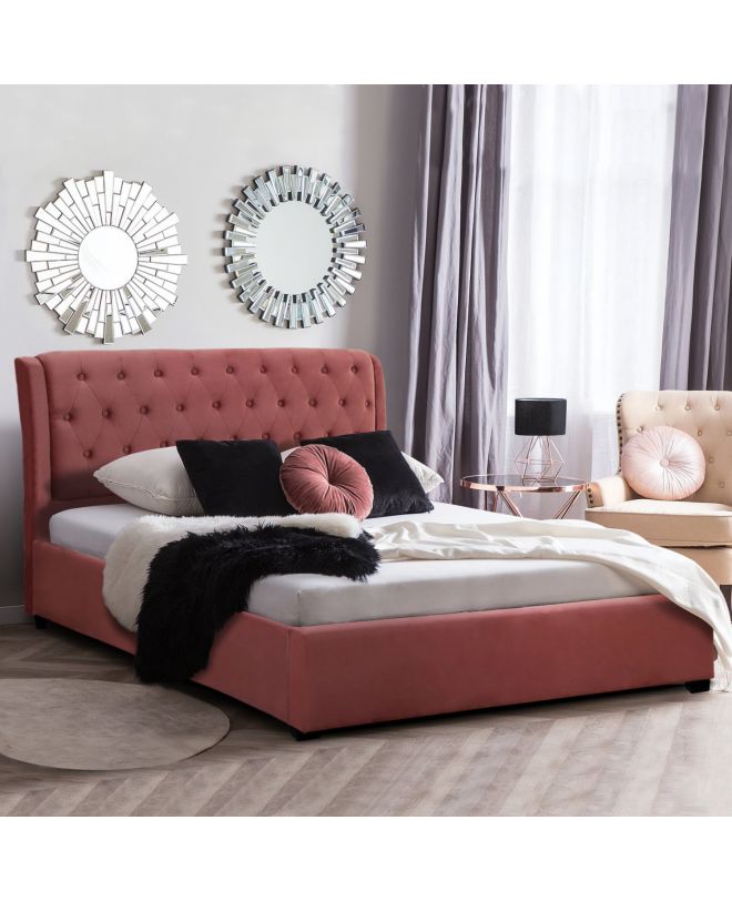ΚΡΕΒΑΤΙ ODALYS 150X200 ΒΕΛΟΥΔΟ ΥΦΑΣΜΑ ΣΑΠΙΟ ΜΗΛΟ HM549.12 164x223x100 εκ.