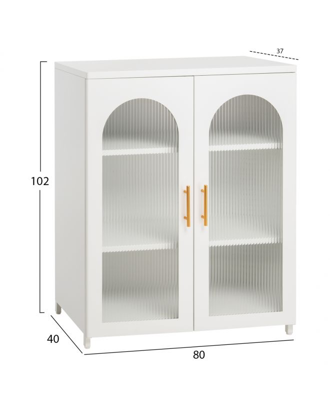 ΜΕΤΑΛΛΙΚΟ ΝΤΟΥΛΑΠΙ ΒΙΤΡΙΝΑ CARIL HM9571.02 ΛΕΥΚΟ 80x37-40x102Yεκ.