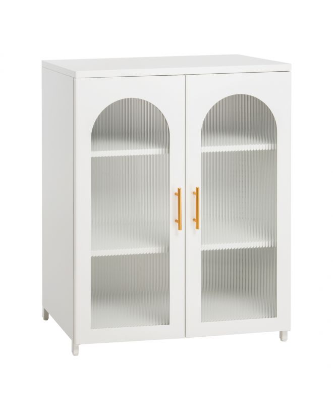 ΜΕΤΑΛΛΙΚΟ ΝΤΟΥΛΑΠΙ ΒΙΤΡΙΝΑ CARIL HM9571.02 ΛΕΥΚΟ 80x37-40x102Yεκ.