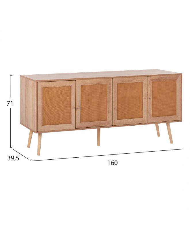 ΜΠΟΥΦΕΣ COLM HM9440.11 ΜΕΛΑΜΙΝΗΣ & ΣΥΝΘΕΤΙΚΟ RATTAN ΣΤΙΣ 4 ΠΟΡΤΕΣ 160x39,5x71Yεκ.