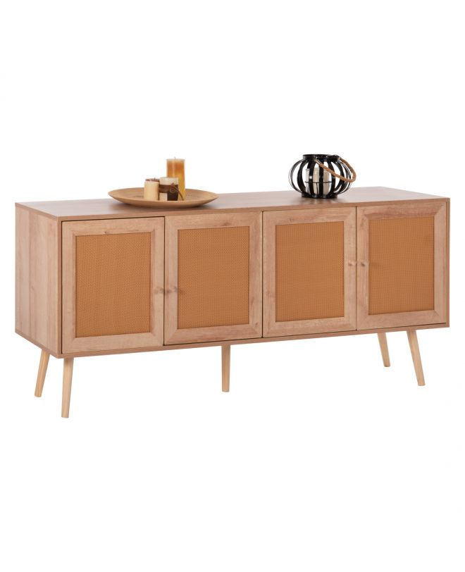 ΜΠΟΥΦΕΣ COLM HM9440.11 ΜΕΛΑΜΙΝΗΣ & ΣΥΝΘΕΤΙΚΟ RATTAN ΣΤΙΣ 4 ΠΟΡΤΕΣ 160x39,5x71Yεκ.