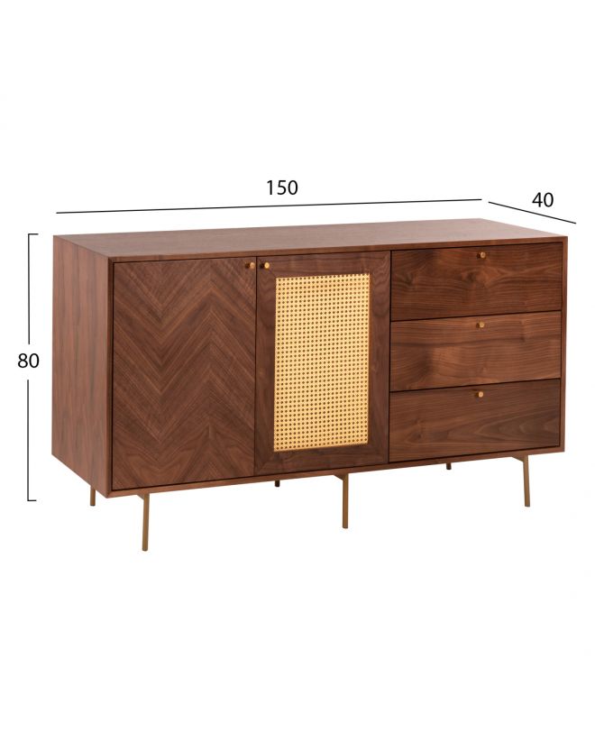 ΜΠΟΥΦΕΣ MEEN HM9735 MDF ΜΕ ΦΥΣΙΚΟ ΚΑΠΛΑΜΑ ΚΑΡΥΔΙΑΣ-ΧΡΥΣΑ ΜΕΤΑΛΛΙΚΑ ΠΟΔΙΑ 150x40x80Υεκ
