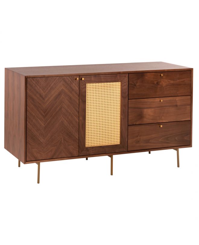 ΜΠΟΥΦΕΣ MEEN HM9735 MDF ΜΕ ΦΥΣΙΚΟ ΚΑΠΛΑΜΑ ΚΑΡΥΔΙΑΣ-ΧΡΥΣΑ ΜΕΤΑΛΛΙΚΑ ΠΟΔΙΑ 150x40x80Υεκ