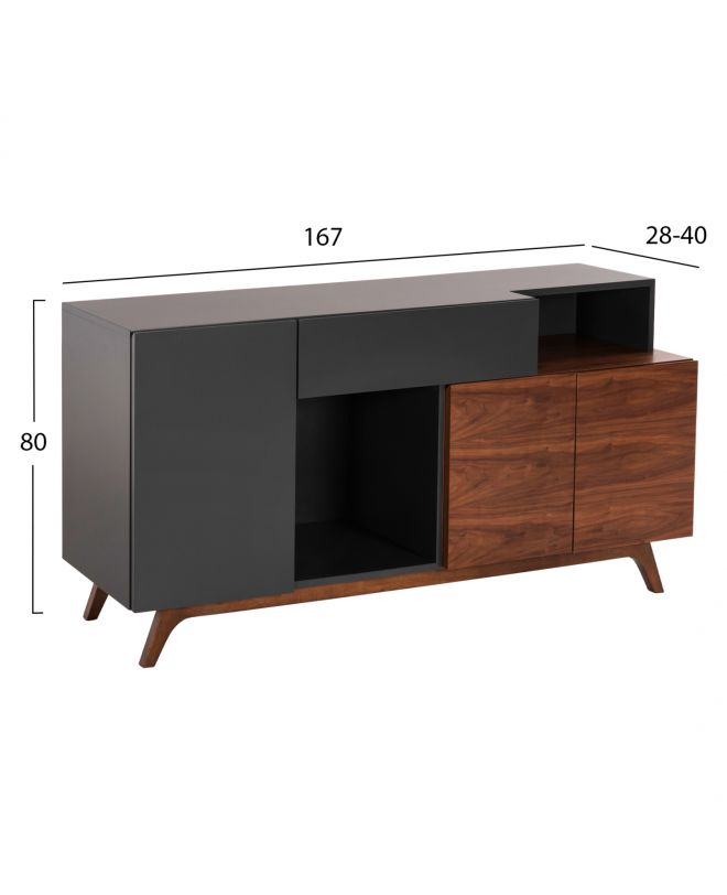 ΜΠΟΥΦΕΣ PREDA HM9747 MDF ΜΕ ΚΑΡΥΔΙ & ΣΚΟΥΡΟ ΓΚΡΙ ΚΑΠΛΑΜΑ 167x28-40x80Υεκ.