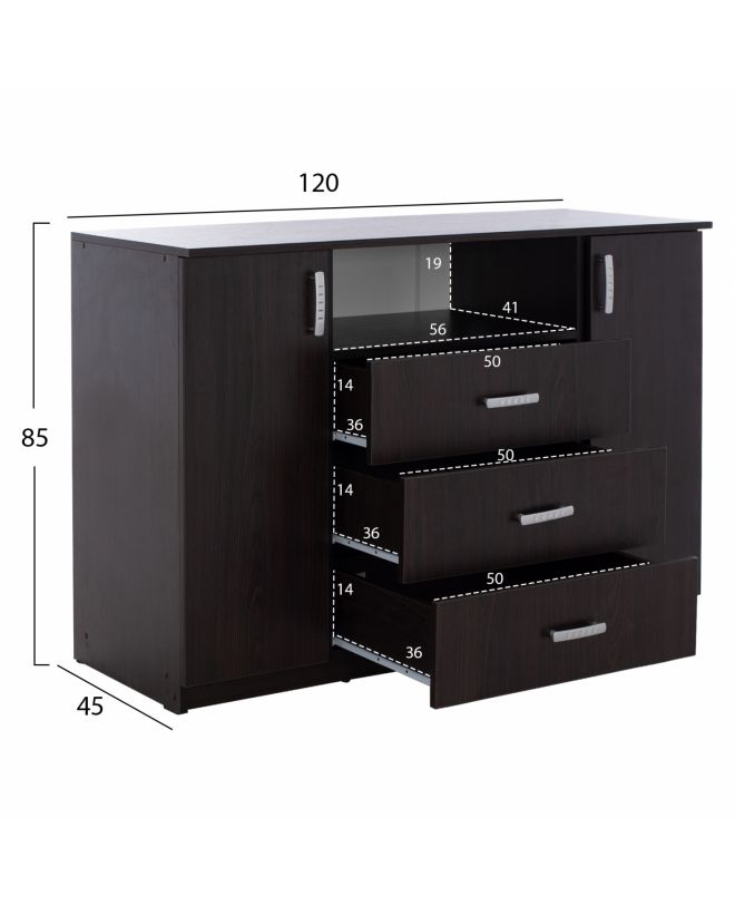 ΜΠΟΥΦΕΣ ΜΕ 2 ΝΤΟΥΛΑΠΙΑ Κ 3 ΣΥΡΤΑΡΙΑ ADLER WENGE HM2430.02 120X45X85Y εκ.