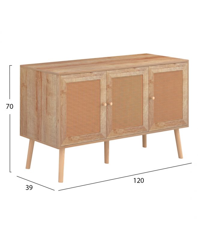 ΜΠΟΥΦΕΣ ΜΕΛΑΜΙΝΗΣ COLM- ΣΥΝΘ. RATTAN ΣΤΙΣ ΠΟΡΤΕΣ HM9220.11 120Χ39Χ70Υεκ.