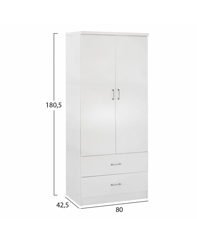 ΝΤΟΥΛΑΠΑ 2ΦΥΛΛΗ ME 2 ΣΥΡΤΑΡΙΑ HM338.05 ΛΕΥΚΗ 80Χ42,5Χ180,5Υ εκ.