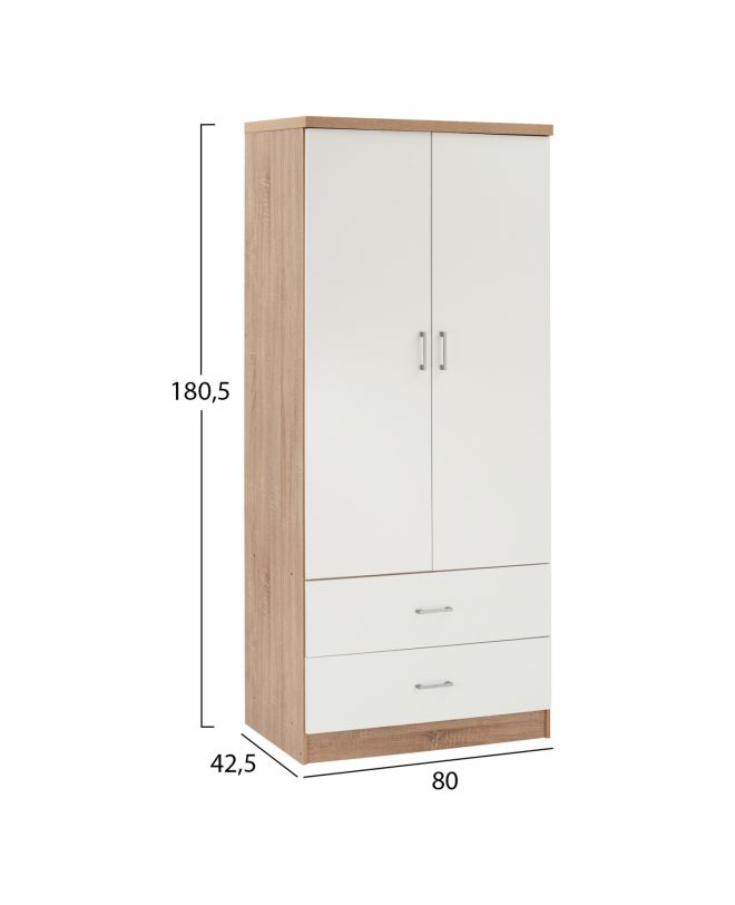 ΝΤΟΥΛΑΠΑ 2ΦΥΛΛΗ ME 2 ΣΥΡΤΑΡΙΑ HM338.06 SONAMA-ΛΕΥΚΗ 80Χ42,5Χ180,5Υ εκ.