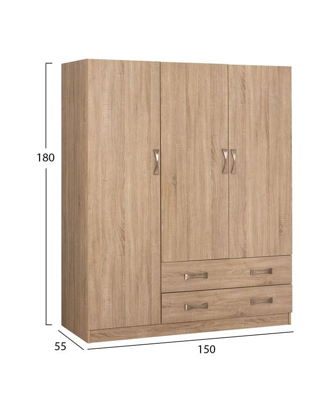 ΝΤΟΥΛΑΠΑ 3ΦΥΛΛΗ CARLY HM384.02 ΜΕ ΔΥΟ ΣΥΡΤΑΡΙΑ SONAMA 150X55Χ180Υεκ.