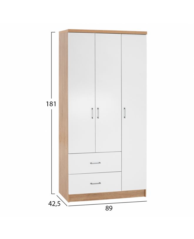 ΝΤΟΥΛΑΠΑ 3ΦΥΛΛΗ ME 2 ΣΥΡΤΑΡΙΑ HM340.06 SONAMA - ΛΕΥΚO 89x42,5x181 εκ.