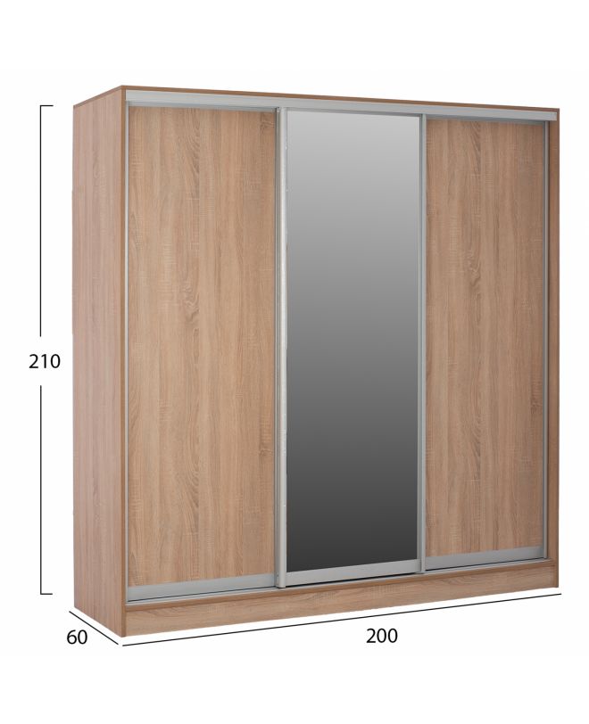 ΝΤΟΥΛΑΠΑ 3ΦΥΛΛΗ ΣΥΡΟΜΕΝΗ ΜΕ ΚΑΘΡΕΠΤΗ SONAMA OAK HM2435  200X60X210Υεκ