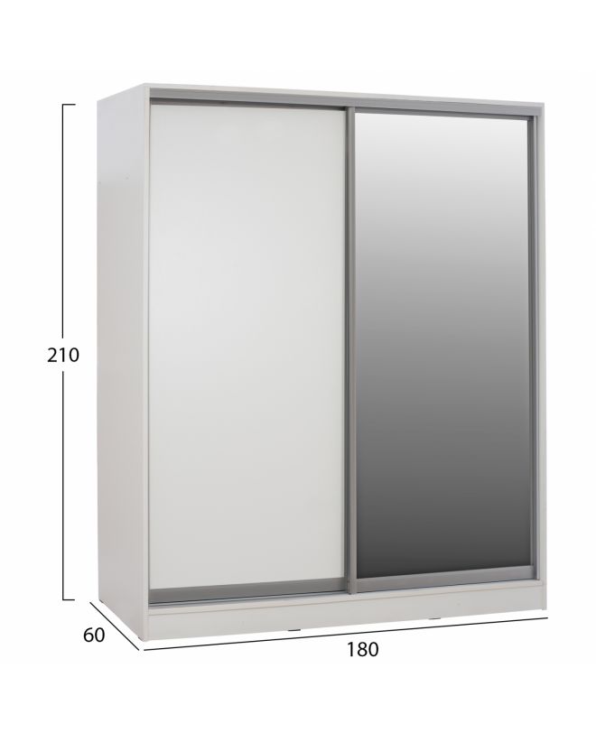 ΝΤΟΥΛΑΠΑ ADLER ΜΕΛΑΜΙΝΗΣ ΛΕΥΚΗ ΜΕ ΚΑΘΡΕΠΤΗ HM2437.03  180X60X210Υεκ.