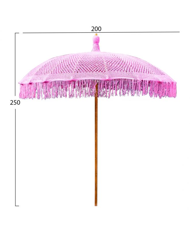 ΟΜΠΡΕΛΑ ΜΠΑΛΙΝΕΖΙΚΗ ΜΑΚΡΑΜΕ ΡΟΖ ΞΥΛO TEAK Φ200X250εκ. HM6035.04