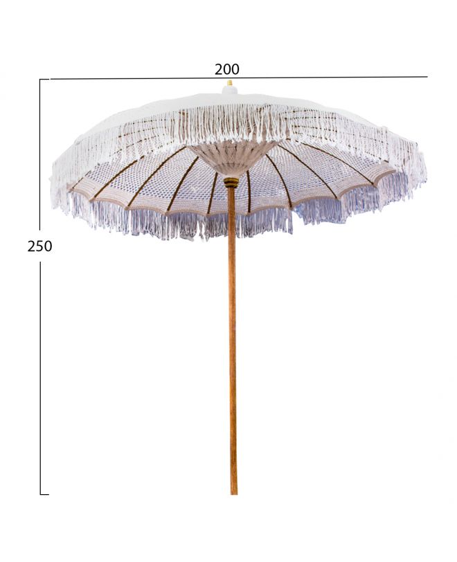ΟΜΠΡΕΛΑ ΜΠΑΛΙΝΕΖΙΚΗ ΜΑΚΡΑΜΕ ΜΠΕΖ ΞΥΛO TEAK Φ200X250εκ. HM6035.01