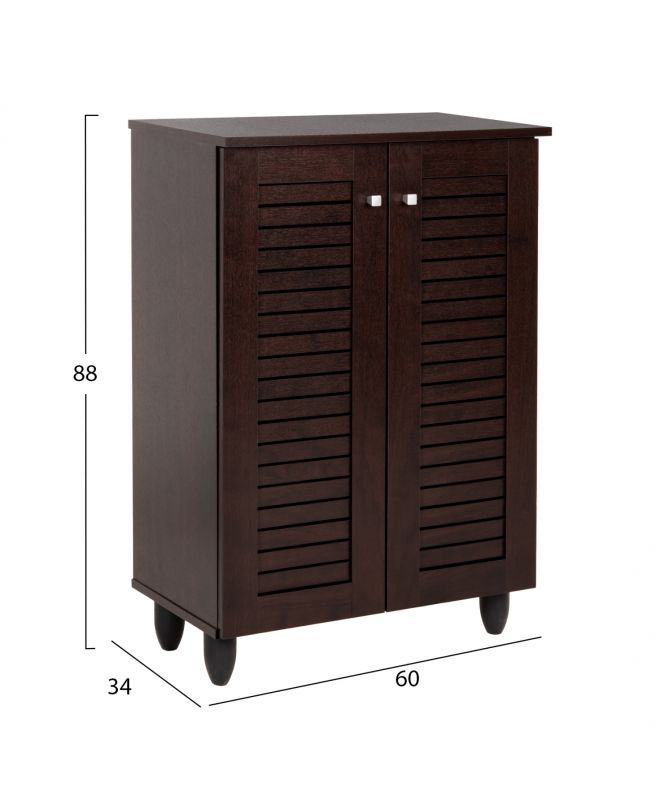 ΠΑΠΟΥΤΣΟΘΗΚΗ-ΝΤΟΥΛΑΠΑ PROLLY HM9608.01 ΜΕΛΑΜΙΝΗ WENGE-2ΠΟΡΤΕΣ-4ΡΑΦΙΑ 60x34x88Υεκ.