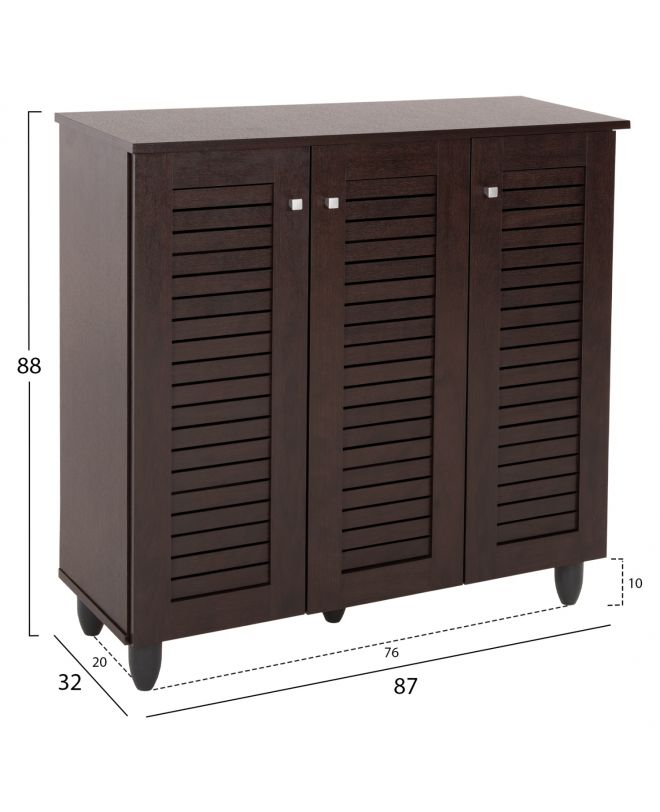 ΠΑΠΟΥΤΣΟΘΗΚΗ-ΝΤΟΥΛΑΠΑ PROLLY HM9609.01 ΜΕΛΑΜΙΝΗ WENGE-3ΠΟΡΤΕΣ-4ΡΑΦΙΑ 87x32x88Υεκ.