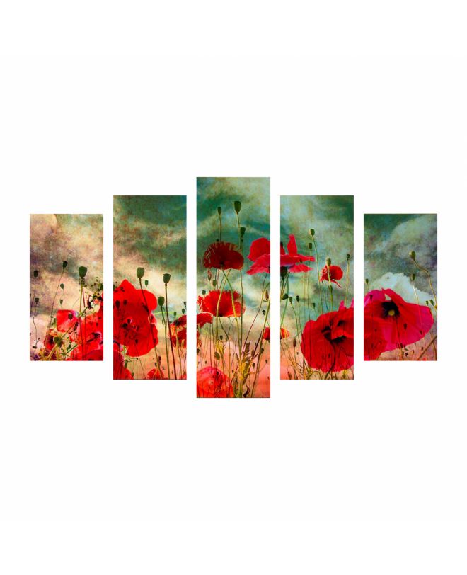 ΠΙΝΑΚΑΣ ΠΕΝΤΑΠΤΥΧΟ MDF POPPY FIELD HM7206.03 100X0,3X60 εκ.